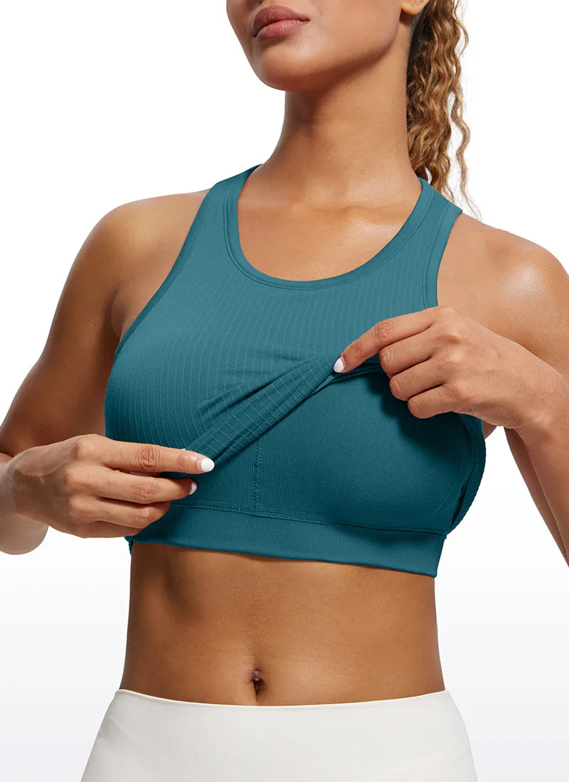 Seamless Ribbed Longline High Neck Crop Tank Racerback