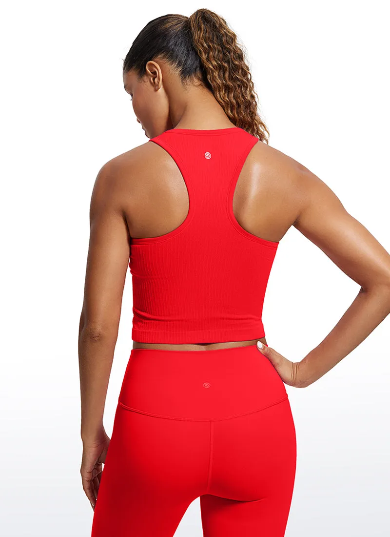 Seamless Ribbed Longline High Neck Crop Tank Racerback