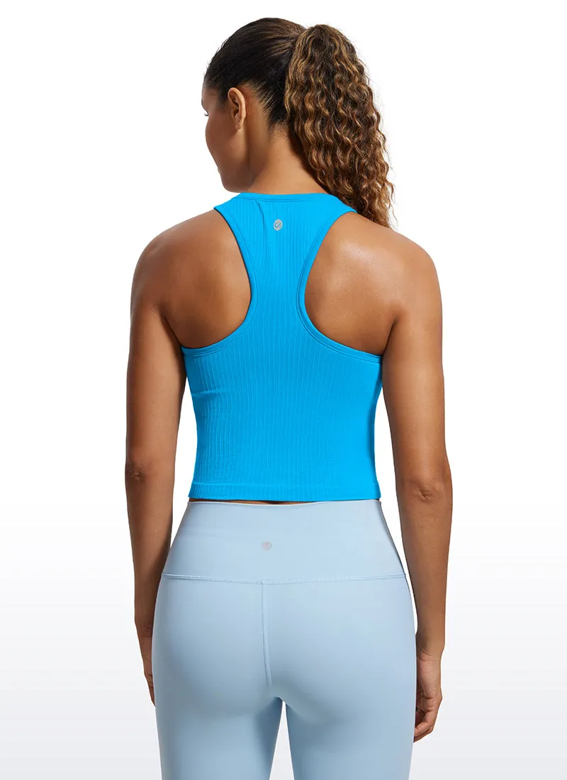 Seamless Ribbed Longline High Neck Crop Tank Racerback