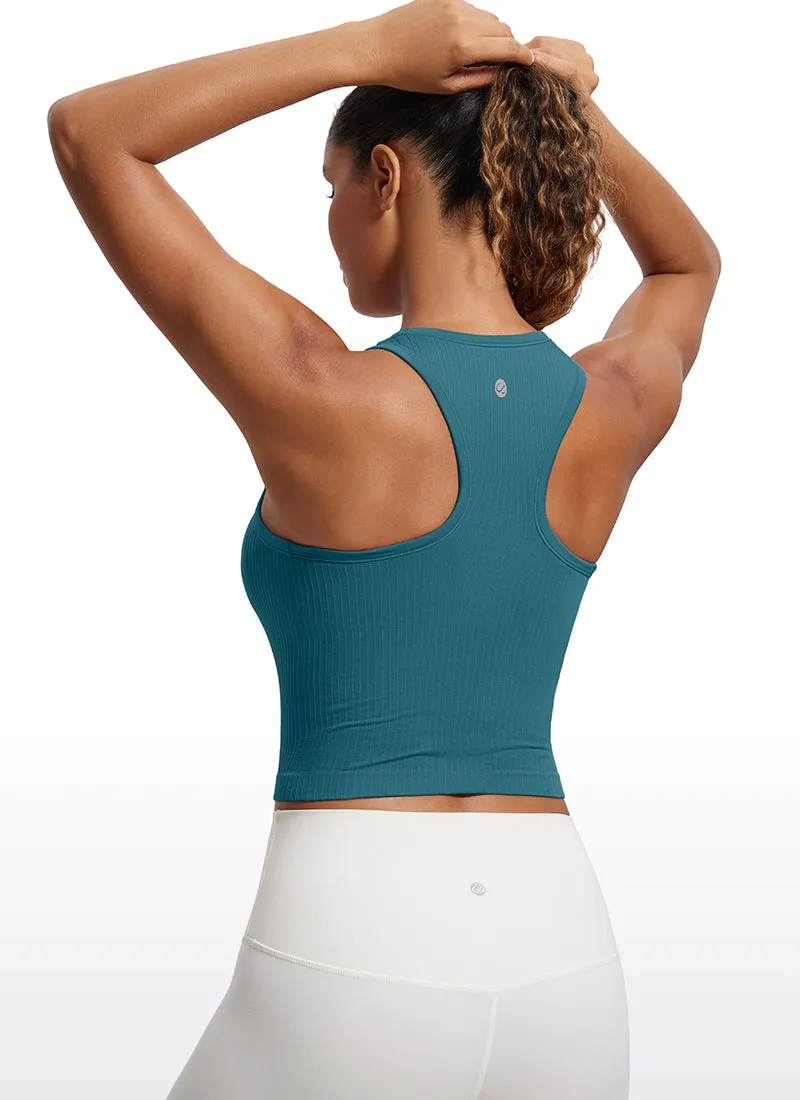 Seamless Ribbed Longline High Neck Crop Tank Racerback