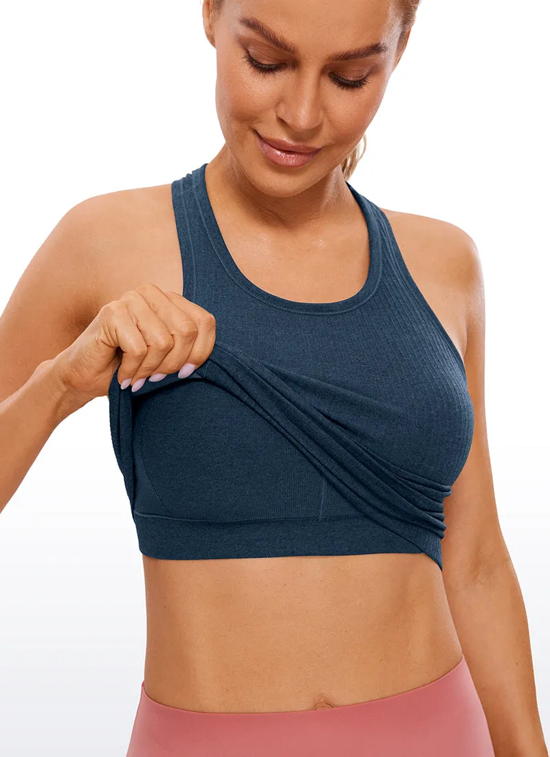 Seamless Ribbed Longline High Neck Crop Tank Racerback