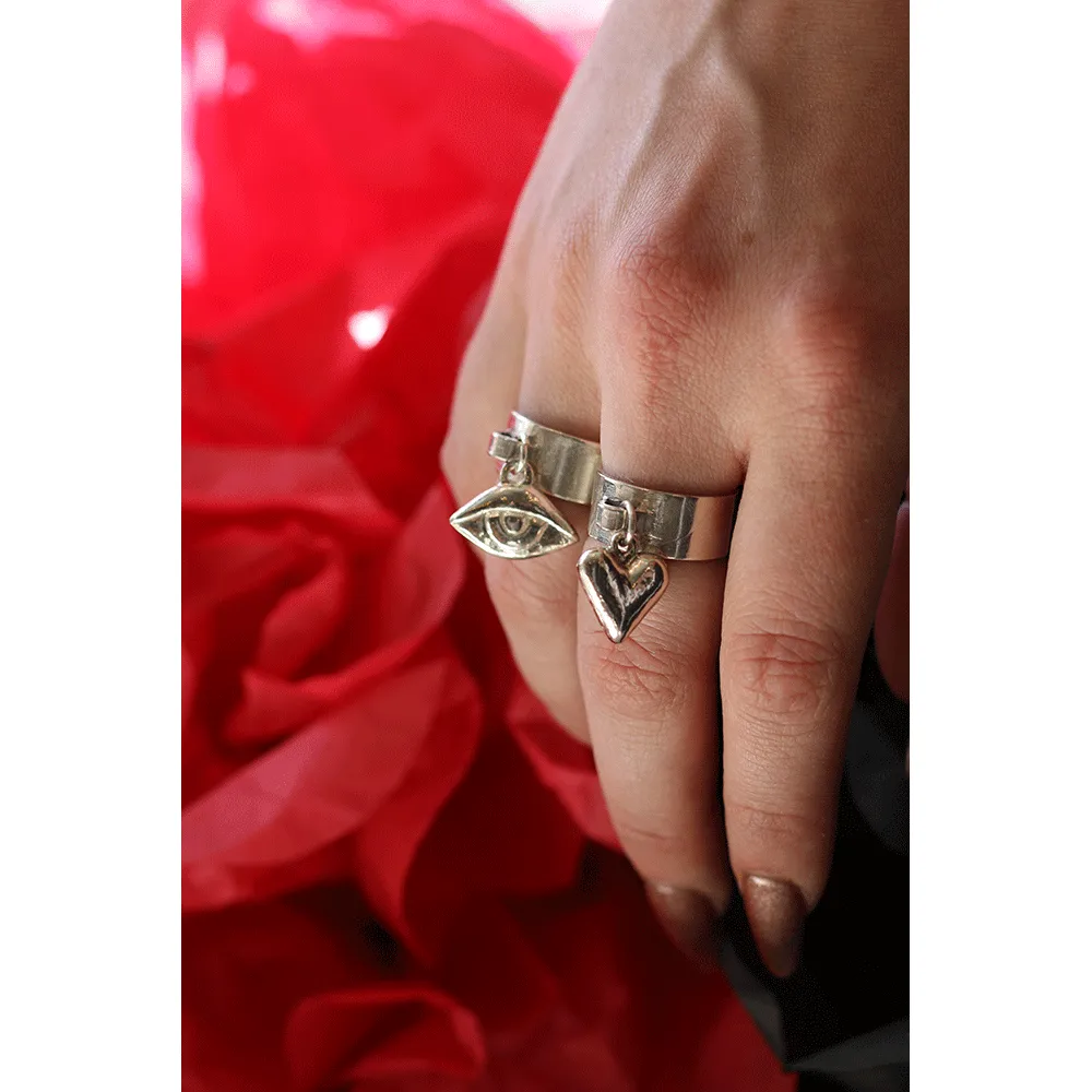 Silver Heart Charm Ring