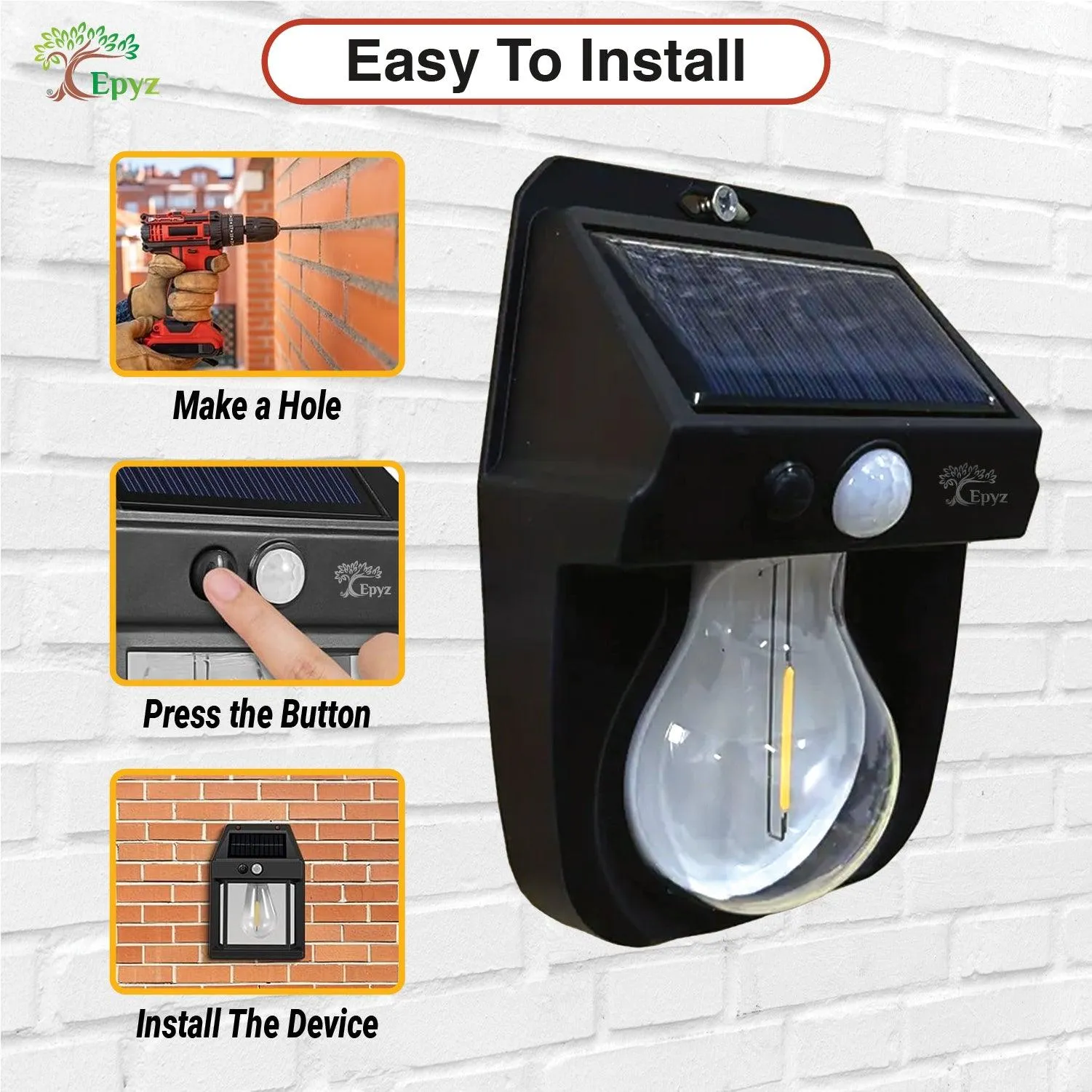 Solar Wall Motion Sensor Half Bulb Light