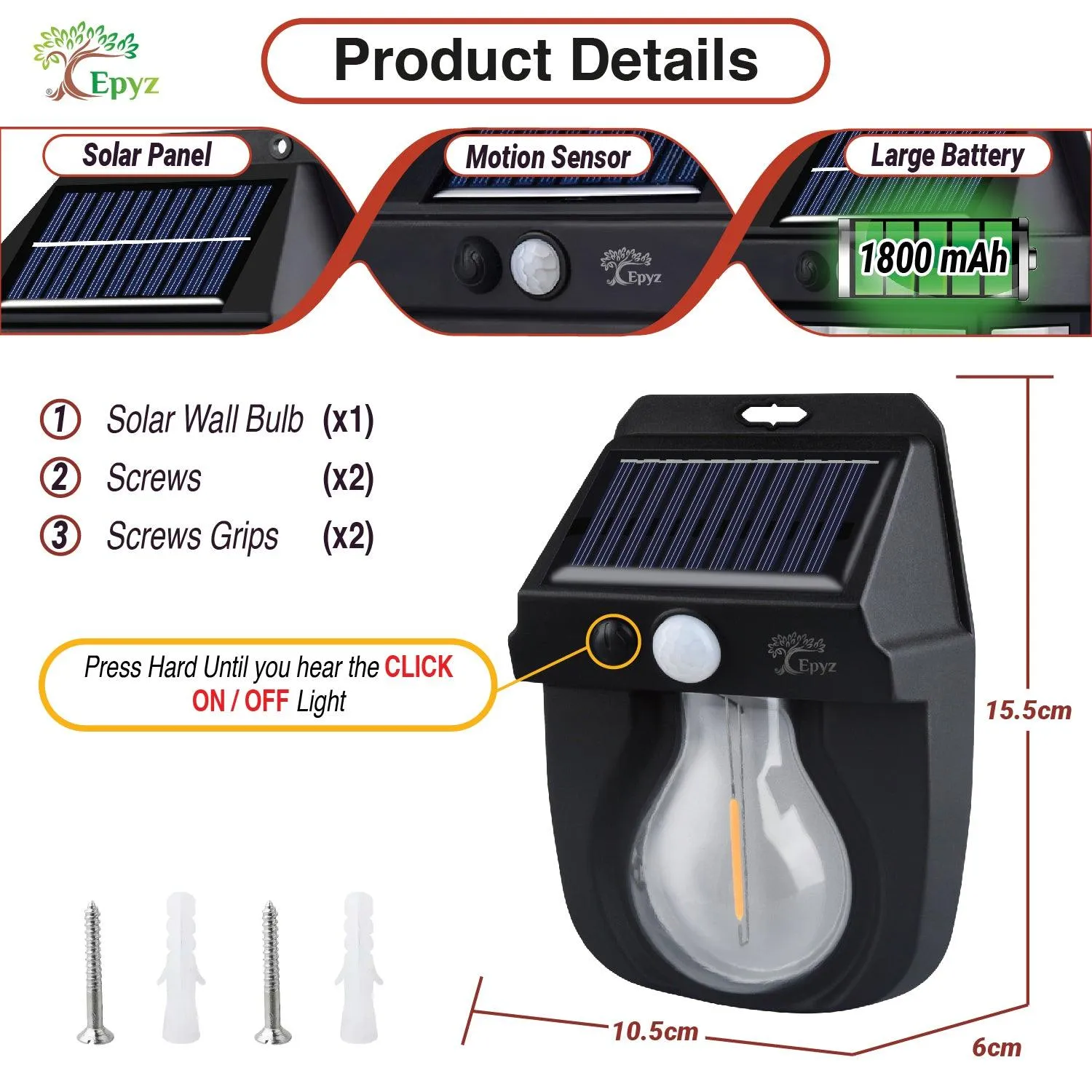 Solar Wall Motion Sensor Half Bulb Light