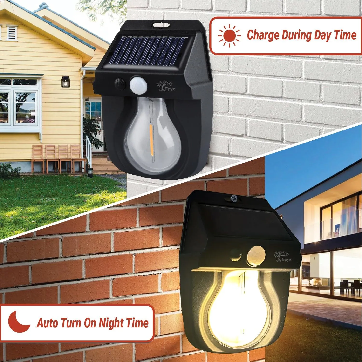 Solar Wall Motion Sensor Half Bulb Light