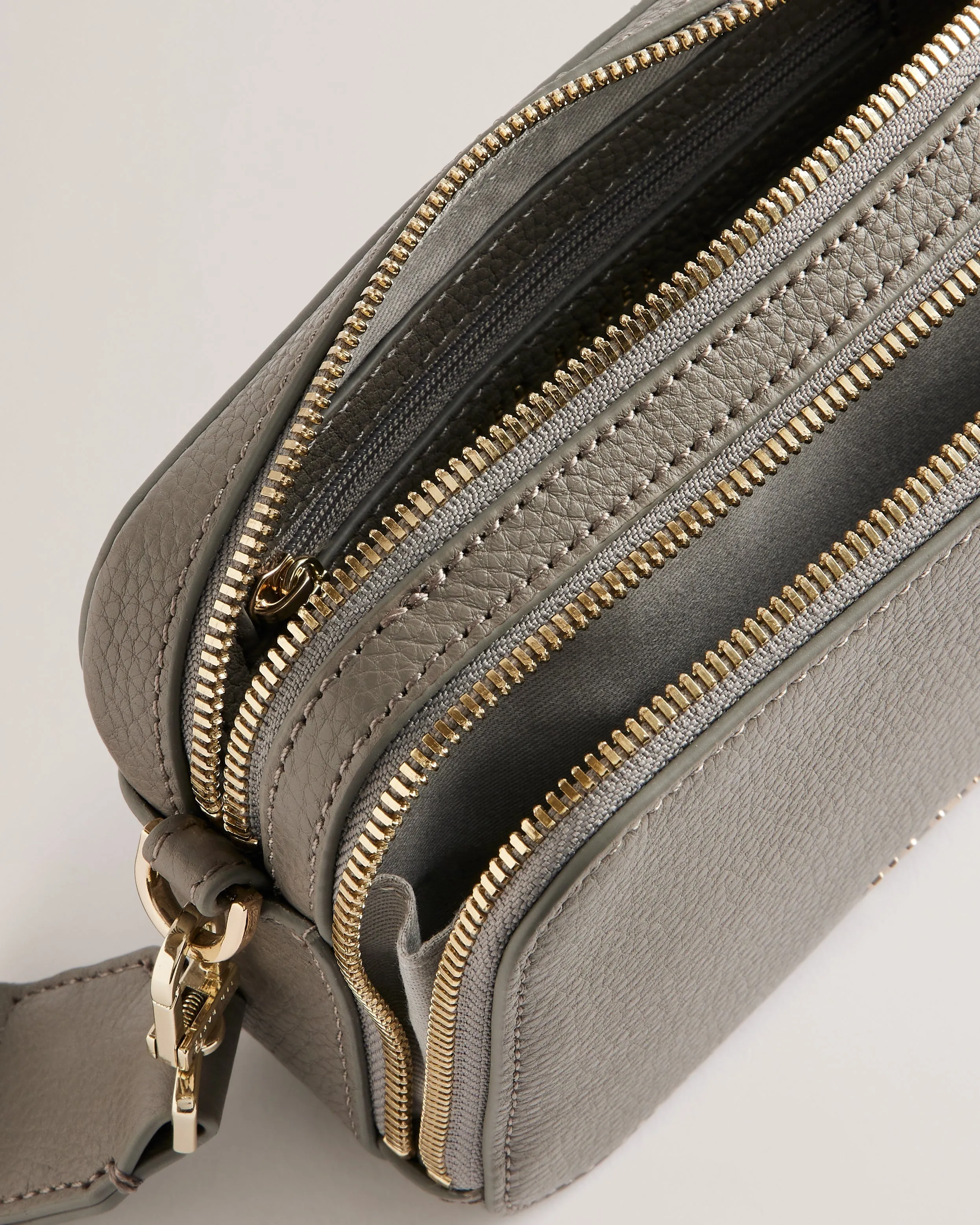 Stunna Webbing Leather Mini Crossbody Bag Mid-Grey