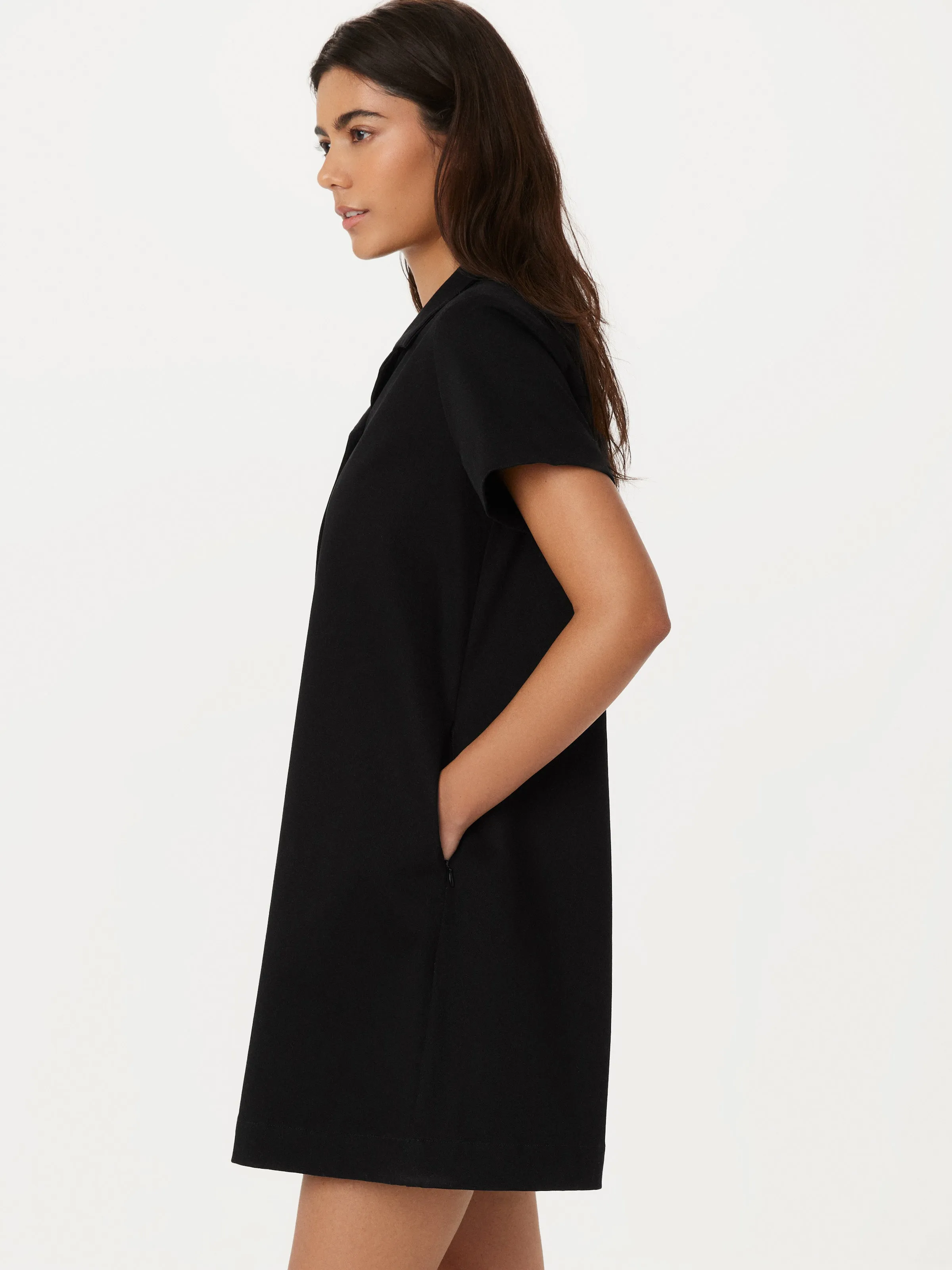 The Flex Camp Collar Dress in Black