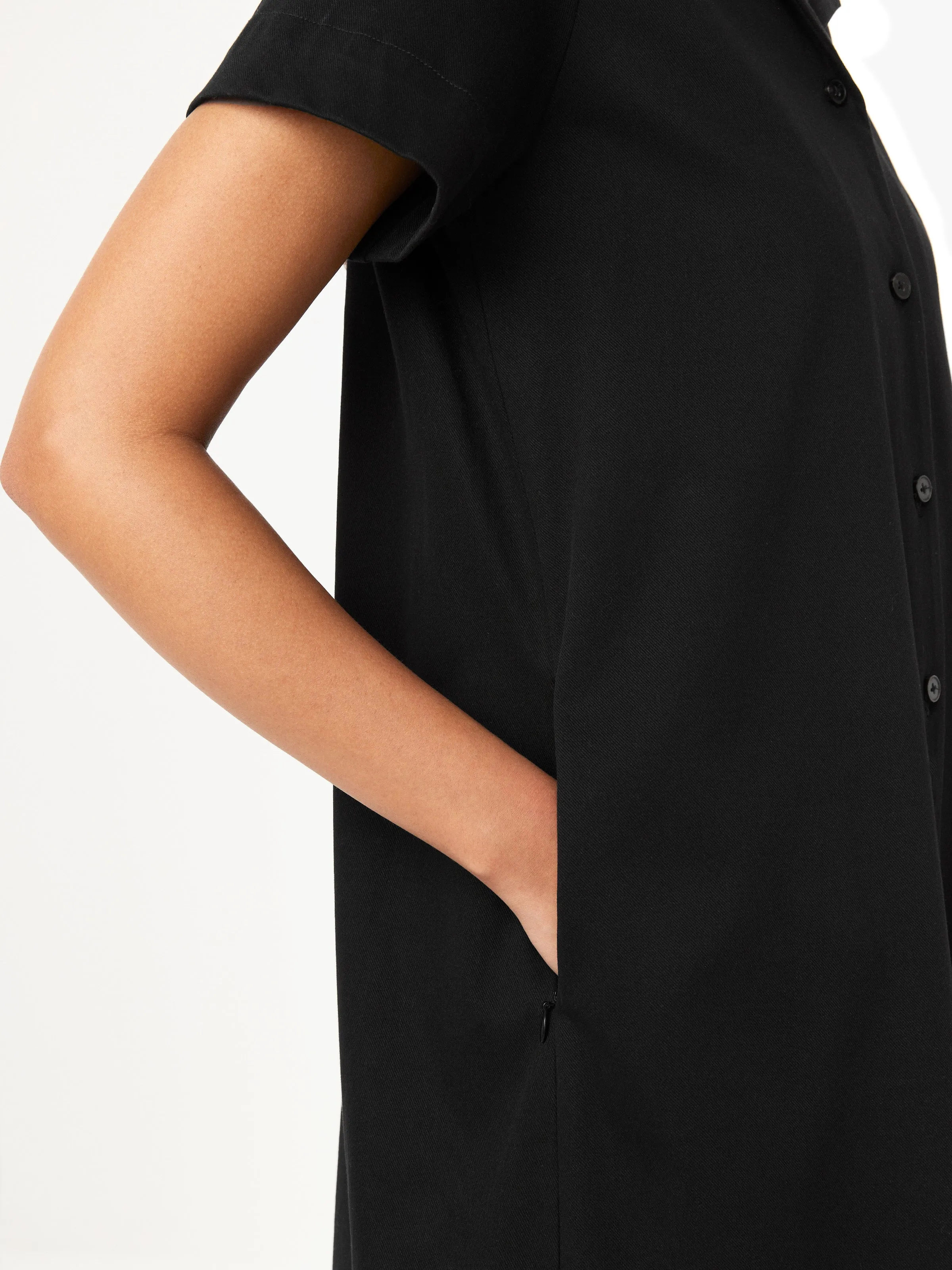 The Flex Camp Collar Dress in Black