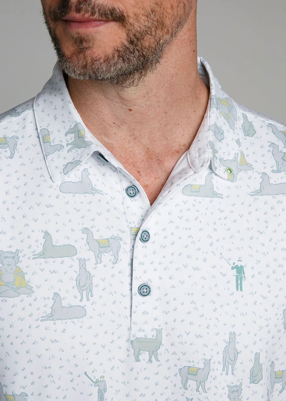 The Llama Men's Polo | White