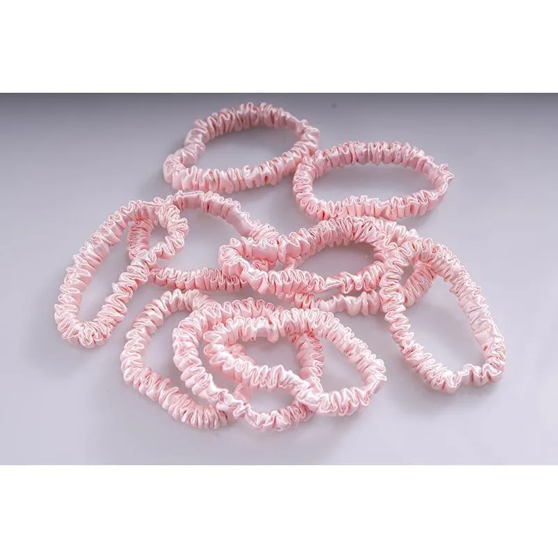 Thin silk scrunchies - Pink - 10 pack - dropshipping