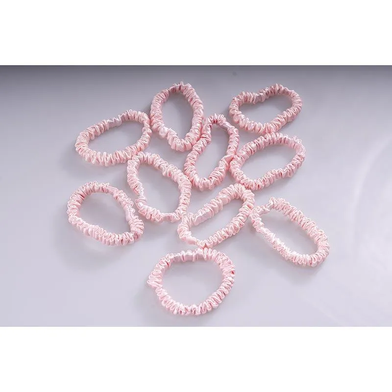 Thin silk scrunchies - Pink - 10 pack - dropshipping