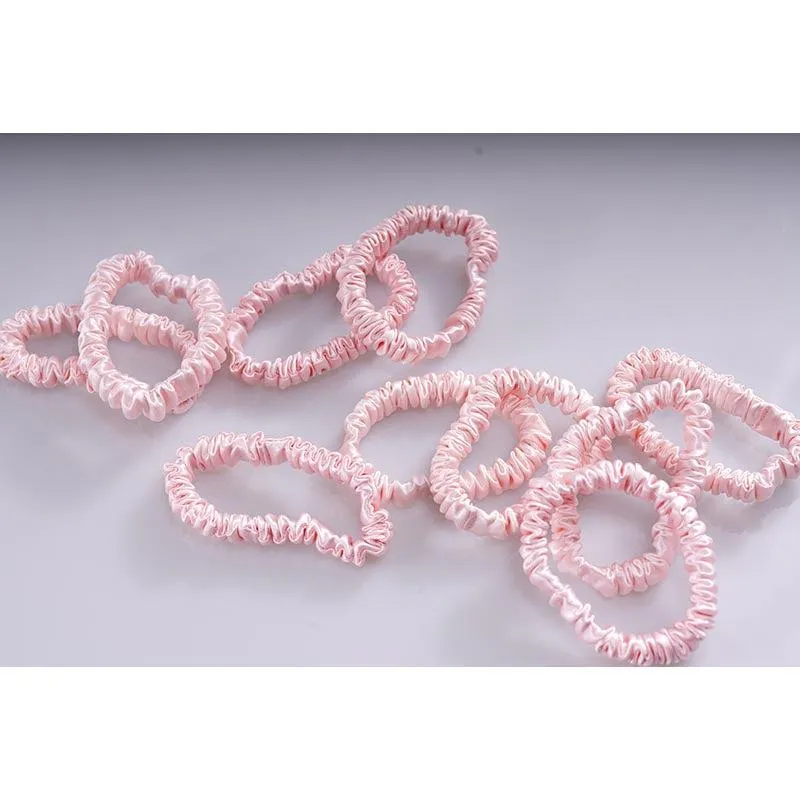 Thin silk scrunchies - Pink - 10 pack - dropshipping