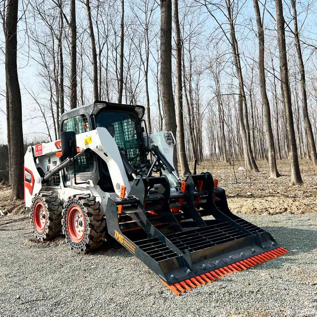 TMG Industrial 72” Skid Steer Land Planer, Adjustable Ripper Teeth, Reversible Planer Comb, Grading, Spreading & Leveling, TMG-SLP72